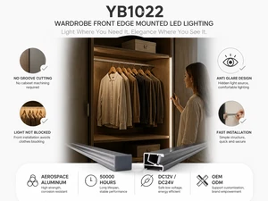 Front Edge Mounted Wardrobe Light LED Closet Lighting No Groove Installation Cabinet Side Panel Lamp for Furniture YB1022-0