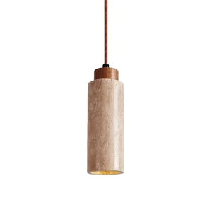Small Yellow Travertine Wabi-Sabi Style Pendant Light Warm White Cream Lighting For Restaurant Bedroom Hanging Lamp