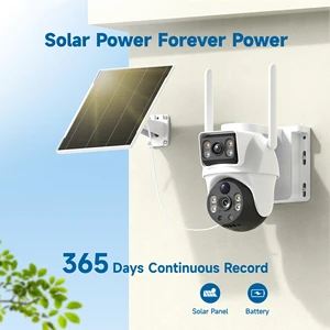 New Arrival BP9 Double Lens 4G Sim Card Solar Camera V380 MAX PIR Humanoid Detection Battery Security Camera