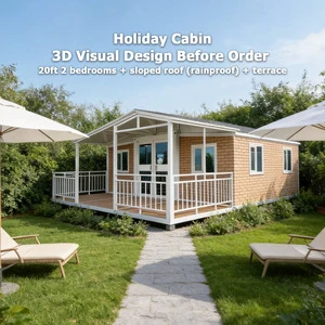 Prefab Modular Villa 2 Bedroom With Ensuite Steel Structure Sloped Roof Rainproof Terrace Expandable Garden Container House