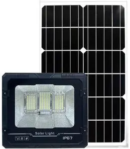 Solar LED Flood Light 200W IP66 6000K Remote Control Wall Mounted ABS Body CE Certified 170 Beam Angle Ra80