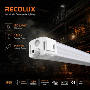 2ft-8ft 160lm/W 22W-75W 120 Beam Angle LED Vapor Tight Tri-proof IP65 Wet Location Light Emergency Driver for Industrial Humid