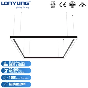 High Brightness Commercial ETL CE 1200mm 2400mm 60w 120w Hanging Rectangular Lamp Project Office Black LED Linear Pendant Light