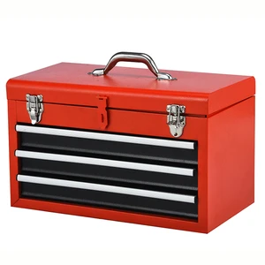 Color Customized Portable Large Capacity Tool Box 3 Draws Tool Box With Handle and Double Lock