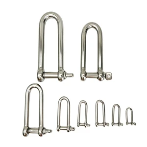 Marine Grade SS304 SS316 Long D Shackle Heavy Duty Extended D Shackle with Screw Pin for Boat Rigging