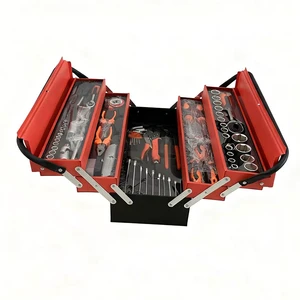 Metal Cantilever Tool Box 3 Layers Portable Fold Out Tool Box For Home Studio Auto Repair Factory Foldable Tool Case