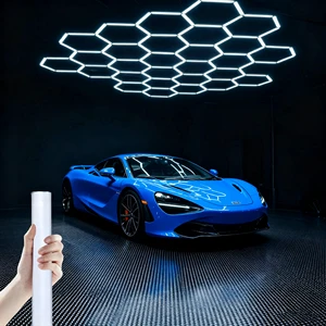 680W Cold White LED Honeycomb Light IP55 Portable AC Powered Automotive Detail Garage Roof Light 220V 2.4-4.8m/8-16ft Hexagonal