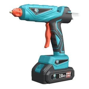 HJ073 Professional DC 21V Cordless DIY Hot Melt Glue Gun with Digital Temperature Adjustment Lithium Battery & Rubber-Coated