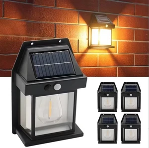 Outdoor Modern House Shape LED Solar Induction Wall Bracket Lamp 3 Modes Square Design for Garden Interior Decoration Wall Light