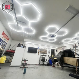 LED Hexagonal Garage Lights for Car Detailing & Workshop IP54 Waterproof Ceiling Mount