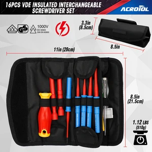 16PCS VDE 1000V Insulated Screwdriver Set Electrician Tool Kit IEC60900 CR-V Professional Electrical Hand Tools
