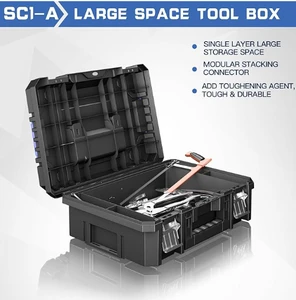 AIRAJ Heavy-Duty Plastic Waterproof Stackable Wheels Portable Workshop Tool Cart With Toolbox And Keyed Entry Lock