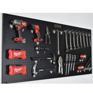 Wall Mounted Matte Black Powder Coated Steel Peg Board Home & Garage Storehouse Organizer OEM Customizable