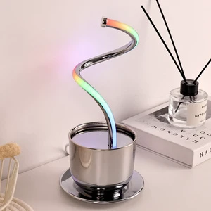 Modern Contemporary Aluminum RGB LED Table Lamp with Coffee Cup Shade Remote Control USB Rechargeable Dimmable