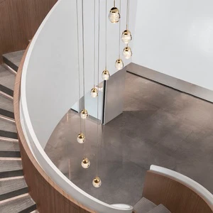 Luxury Crystal Chandelier Large Modern Stair Lighting LED Pendant Lights for Home Dining Room Living Room Bedroom