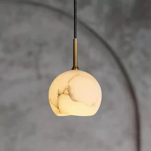 Nordic Style Alabaster Pendant Lamp Kitchen Island Marble Chandelier Pendant Light Hanging Lamp Lighting Led Decorative