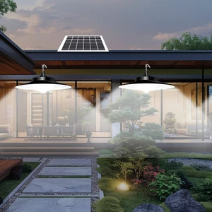 Small Solar Chandelier Hanging Lamp LED IP65 Waterproof Rechargeable Dimmable Remote Indoor Outdoor Shed Pendant Light Garden