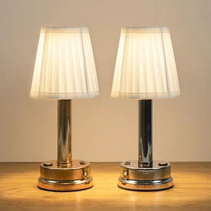 Art Decor Lighting Fixtures Lampara De Mesa Retro Restaurant Desk Mood Lamp Rechargeable Bedroom Fabric Table Lamp
