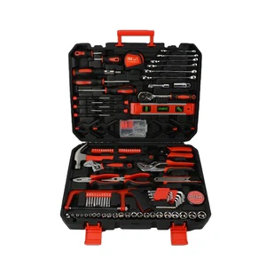 158pcs Professional Grade All-in-One Tool General Household Hand Tool Set Kit with Plastic Toolbox Electricians Tools for Gift