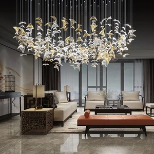 Modern Indoor Decoration Hotel Fixture Lobby Hall Staircase Streamer LED Ceiling Chandelier Lamp