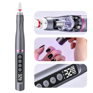 Professional 3 In 1 LED Display Pedicure Manicure Polisher Wireless Portable 35000RPM Electric Nail Drill Pen With UV Nail Lamp