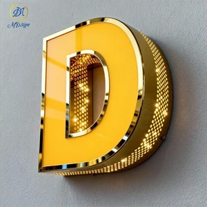Shinny Fronlit Sidelit Acrylic Sign Stainless Steel Metal 3d Led Letters Light Sign Led Signs For Business Logo Custom Sign