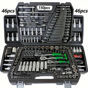 150/46pcs Auto Mechanical Repair Tool Set, Multifunctional With Socket, Wrench And Ratchet Set, Auto Repair, Mechanical Toolkit