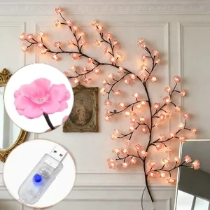 Romantic Sakura Garland Light Artificial Weeping Branch Lamp For New Year Valentine Home Interior Atmosphere Decor