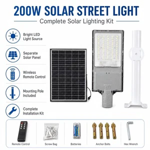 Hot Sale High Power 200W LED IP65 ABS Plastic Solar Street Lamp With Remote Control And Sensing Intelligent Control