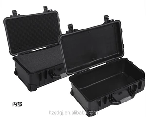 Large Capacity Black IP67 Waterproof Plastic Toolbox and Telescopic Handle Wheels for Professional Storage and Easy Transport