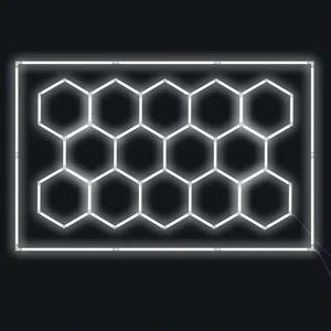 E-top Garage Hexagon LED Lights Super Bright 14 Grid Systems Hexagon Ceiling Light, Hexagon Garage Lights with Rectangle Frame