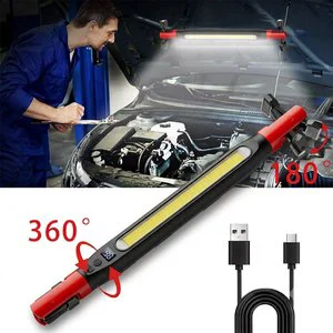 Portable LED Work Light ABS Rechargeable 2 Magnetic Base 360 Rotating Hook Clamp Workshop Garage Automotive Job Site