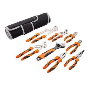 8-Piece Carbon Steel Pliers Set Hand Operated Soft Case Includes Long Nose Diagonal Cutter Slip Joint Linesman 12 10 8 Inch Home