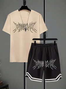 Men Everyday Matching Garment Set Short Sleeve Fashion Topwear and Innerwear Combination