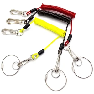 Cheap Custom Safety PU Support Coated Cable Tool Lanyard with Fitting