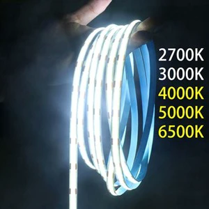 In-stock High Quality High Cri Ra90 Cob Led Strip 5m/roll 10m/roll 5v 12v 24v Cob Led Strip Lights