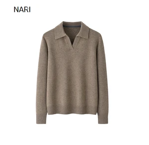 Custom Popular Fashionable Ladies Wool Polo Sweater Set Cashmere Knit Shirt And Pants Two Piece Set Popular Sports For Women