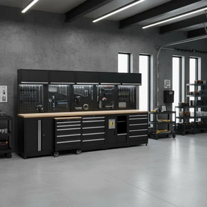 2026 Hot Selling Ultimate Garage Solution Pro Tool Cabinet Removable Large Workshop Toolbox Workbench Cold Rolled Steel Wheeled