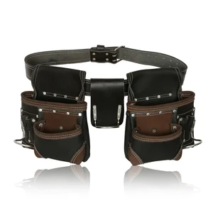 Trending Unique OEM Electrician Tool Pouch Carpenter Tool Bag Set Rich Grain Leather Knife Waist Tool Bag for Sale