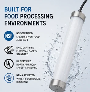 NSF Certified IP69K Tri-Proof Light for Food Factory Waterproof Washdown LED Lighting Solution