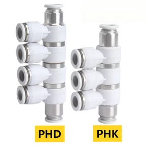 Rotary Pneumatic Push-in Fitting 5-Way 5-Port Swivel Connector for Air Tubing Distribution PHK Rotatable 5/6 Way