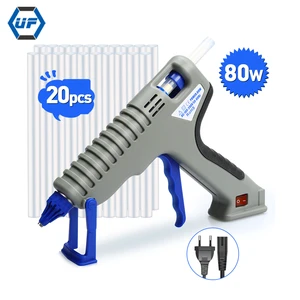 Electric Heating Industry Design Hot Melt Glue Gun DIY Tool Kit with 20pcs Glue Sticker 80W Quality Heat Glue Gun