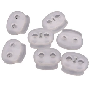 Plastic White Transparency Double Hole Spring Adjustment Buckle for Bag/clothing