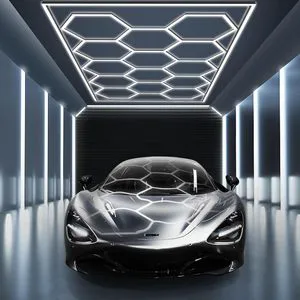 Hexagon Garage Light Higher Brightness 672W Hexagon LED Garage Light with Rectangle Frame 6000K for Garage Car Detailing Shop
