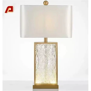 APCITL Modern Ceramic Fabric Shade Round Lampshade Bedside Table Lamp with Copper Base AC Dimmable Warm White