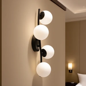LED Indoor G9 Lamp Fixtures Black Metal Body Iron Glass Ball Decor Wall Lamps for Bedroom Bed Corridor Living Room Corridor 0764