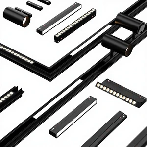 Magnetic Attraction Aluminum LED Track Lamp with High CRI 90 Embedded/Open-Fitting Living Room Lighting Spotlight Floodlight