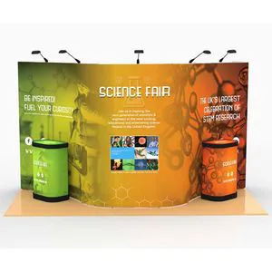 Portable 2 LED Spotlights Curved Pop up Stand 10ft Trade Show Display