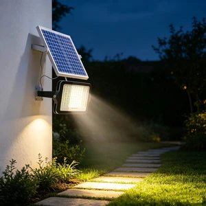 Commercial Solar Outdoor Flood Light 100W 200W Led Waterproof IP65 With Remote Control for Courtyard and Pathway