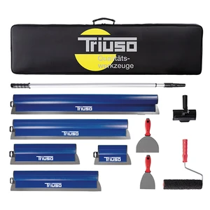Triuso 10-Piece Spatula Set With Carry Bag Flexible Stainless Steel Blades Wall Ceiling Façade Finishing Tool Kit
